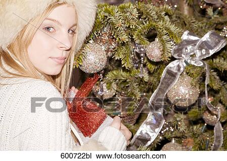 young woman with christmas present View Large Photo Image Stock Image - young woman with christmas present. Fotosearch