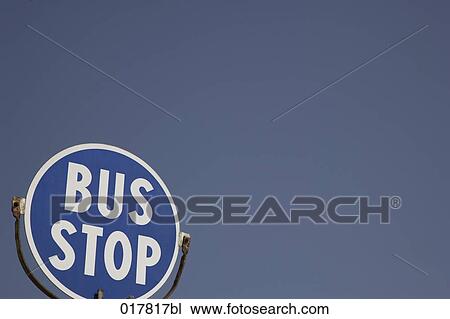 bus stop sign against blue sky View Large Photo Image Stock Image - bus stop sign against blue sky. Fotosearch