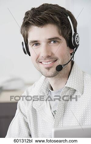 portrait of man wearing headset View Large Photo Image Stock Image - portrait of man wearing headset. Fotosearch