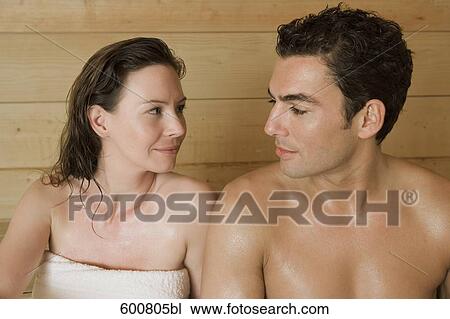 portrait of woman and man relaxing in sauna View Large Photo Image Stock Image - portrait of woman and man relaxing in sauna. Fotosearch