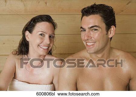 portrait of woman and man relaxing in sauna View Large Photo Image Stock Image - portrait of woman and man relaxing in sauna. Fotosearch