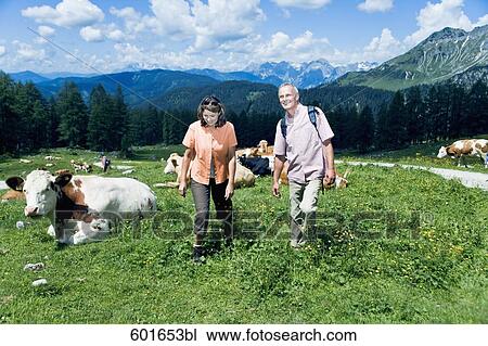 mature couple hiking in the mountains View Large Photo Image Stock Image - mature couple hiking in the mountains. Fotosearch