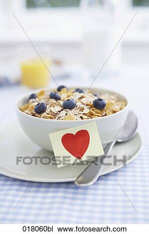 post-it with heart on bowl with cereals View Large Photo Image Stock Image - post-it with heart on bowl with cereals. Fotosearch