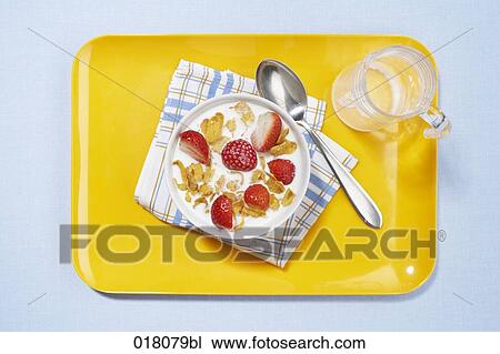 still life of cereals with strawberries in bowl View Large Photo Image Stock Image - still life of cereals with strawberries in bowl. Fotosearch