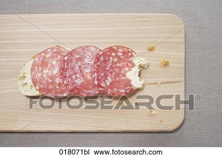 still life of sandwich with salami View Large Photo Image Stock Image - still life of sandwich with salami. Fotosearch