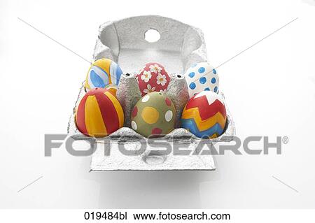 still life of six colourful easter eggs in cardboard box View Large Photo Image Stock Image - still life of six colourful easter eggs in cardboard box. Fotosearch
