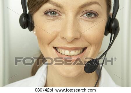 close-up of female call center agent View Large Photo Image Stock Image - close-up of female call center agent. Fotosearch
