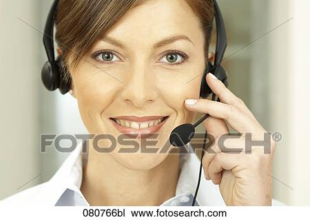 close-up of female call center agent View Large Photo Image Stock Image - close-up of female call center agent. Fotosearch
