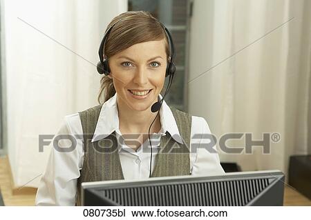 portrait of female call center agent View Large Photo Image Stock Image - portrait of female call center agent. Fotosearch