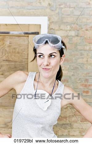 portrait of young woman with protection goggles and mask View Large Photo Image Stock Image - portrait of young woman with protection goggles and mask. Fotosearch
