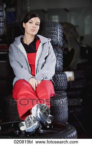 full body portrait of female mechanic in garage View Large Photo Image Stock Image - full body portrait of female mechanic in garage. Fotosearch