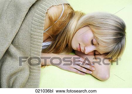 portrait of blond woman sleeping View Large Photo Image Stock Image - portrait of blond woman sleeping. Fotosearch