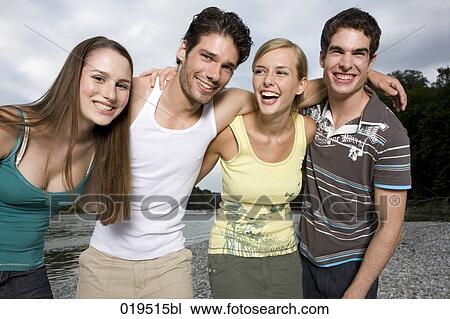 portrait of four friends on riverbank View Large Photo Image Stock Image - portrait of four friends on riverbank. Fotosearch