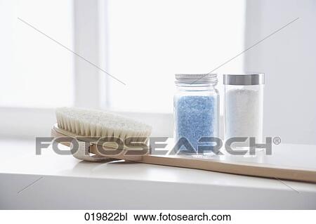 still life of brush and jars with bath salts View Large Photo Image Stock Image - still life of brush and jars with bath salts. Fotosearch