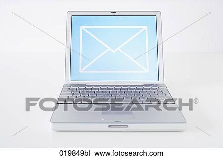 still life of laptop computer with email symbol View Large Photo Image Stock Image - still life of laptop computer with email symbol. Fotosearch