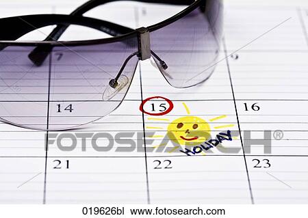 still life of sunglasses with holiday marked in calendar View Large Photo Image Stock Image - still life of sunglasses with holiday marked in calendar. Fotosearch