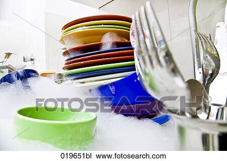 washing-up in kitchen sink View Large Photo Image Stock Image - washing-up in kitchen sink. Fotosearch