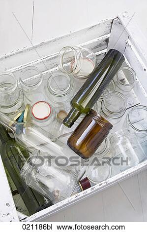 basket with empty jars and bottles View Large Photo Image Stock Image - basket with empty jars and bottles. Fotosearch