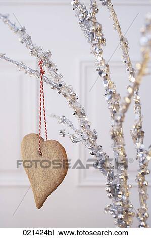 christmas cookie hanging on twig View Large Photo Image Stock Image - christmas cookie hanging on twig. Fotosearch