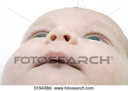 close-up of baby looking up View Large Photo Image Stock Image - close-up of baby looking up. Fotosearch
