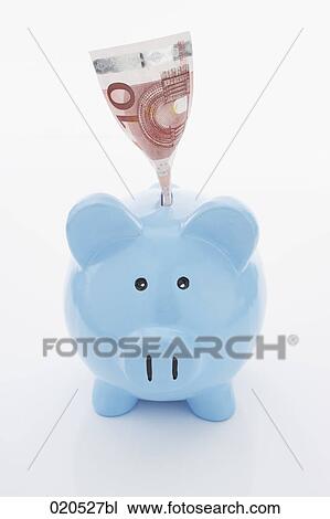 euro banknote being put into blue piggybank View Large Photo Image Stock Image - euro banknote being put into blue piggybank. Fotosearch