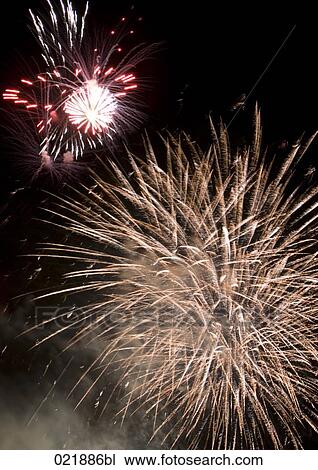 Stock Image - fireworks at night. Fotosearch