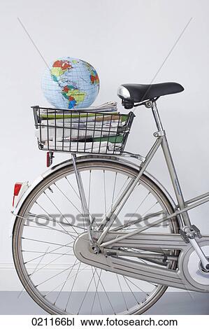 globe in basket on bicycle View Large Photo Image Stock Image - globe in basket on bicycle. Fotosearch