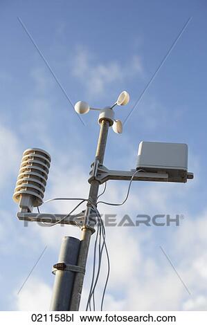 Stock Image - low angle view of weather station. Fotosearch