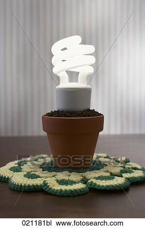 low energy light bulb in flowerpot View Large Photo Image Stock Image - low energy light bulb in flowerpot. Fotosearch