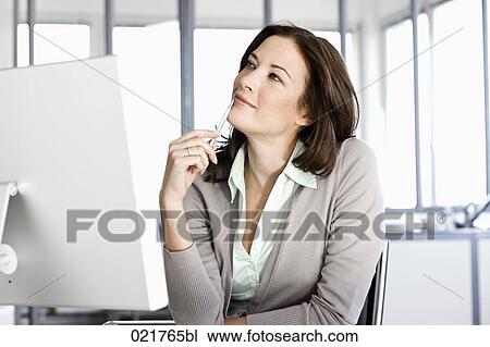 portrait of businesswoman in front of computer View Large Photo Image Stock Image - portrait of businesswoman in front of computer. Fotosearch