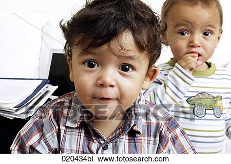 Stock Image - portrait of two toddlers. Fotosearch