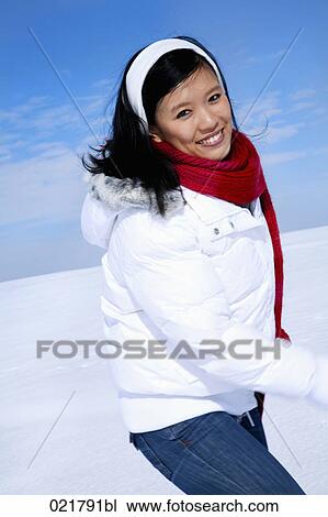 portrait of young asian woman in winter View Large Photo Image Stock Image - portrait of young asian woman in winter. Fotosearch
