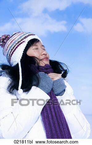 portrait of young asian woman in winter View Large Photo Image Stock Image - portrait of young asian woman in winter. Fotosearch