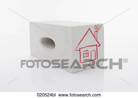 still life of brick with drawing of house View Large Photo Image Stock Image - still life of brick with drawing of house. Fotosearch