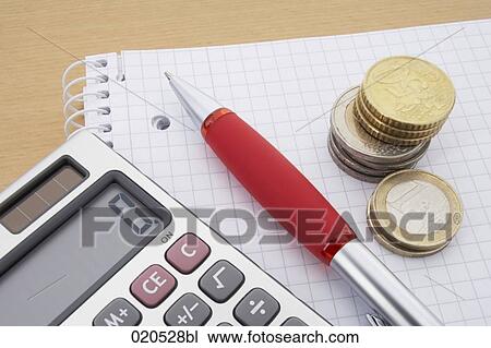 still life of calculator pen and euro coins View Large Photo Image Stock Image - still life of calculator pen and euro coins. Fotosearch