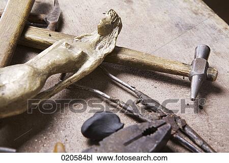 wooden statue and tools in workshop View Large Photo Image Stock Image - wooden statue and tools in workshop. Fotosearch