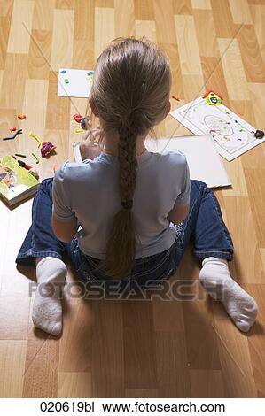 young girl playing with modelling clay View Large Photo Image Stock Image - young girl playing with modelling clay. Fotosearch