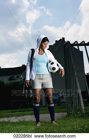 portrait of female football player View Large Photo Image Stock Image - portrait of female football player. Fotosearch
