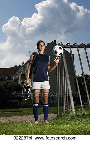portrait of female football player View Large Photo Image Stock Image - portrait of female football player. Fotosearch