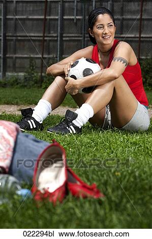 portrait of female football player View Large Photo Image Stock Image - portrait of female football player. Fotosearch