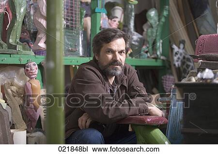 portrait of mature artist in his studio View Large Photo Image Stock Image - portrait of mature artist in his studio. Fotosearch