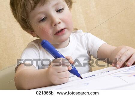 portrait of young drawing with blue felt tip pen View Large Photo Image Stock Image - portrait of young drawing with blue felt tip pen. Fotosearch
