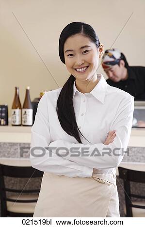 portrait of young japanese waitress View Large Photo Image Stock Image - portrait of young japanese waitress. Fotosearch