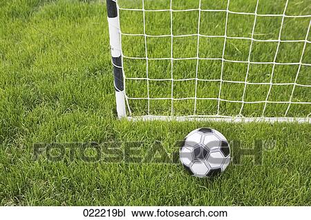 Stock Image - still life of football and goal. Fotosearch