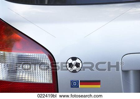 back of car with football and german flag stickers View Large Photo Image Stock Image - back of car with football and german flag stickers. Fotosearch