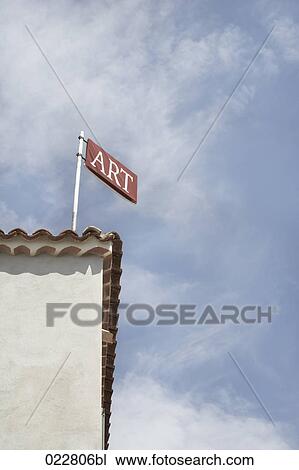 Stock Image - detail of art gallery in Gassin in France. Fotosearch