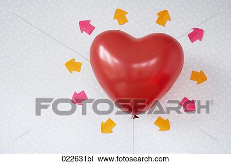heart shaped balloon surrounded by arrows View Large Photo Image Stock Image - heart shaped balloon surrounded by arrows. Fotosearch