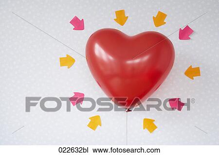 heart shaped balloon surrounded by arrows View Large Photo Image Stock Image - heart shaped balloon surrounded by arrows. Fotosearch