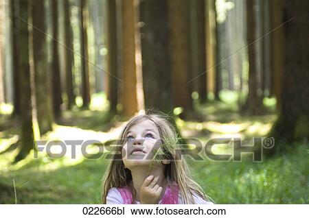 portrait of young girl standing in forest View Large Photo Image Stock Image - portrait of young girl standing in forest. Fotosearch