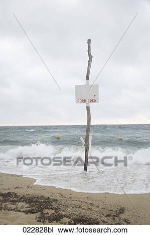 warning sign on beach at Saint tropez in France View Large Photo Image Stock Image - warning sign on beach at Saint tropez in France. Fotosearch